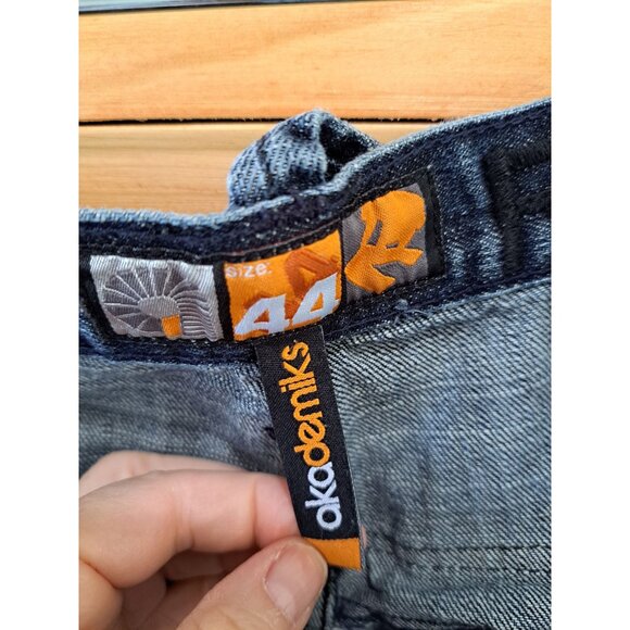 Vtg 90's Akademiks Denim Jeans Rhinestone Embellished Pockets Baggy Men's 44 - Picture 7 of 15